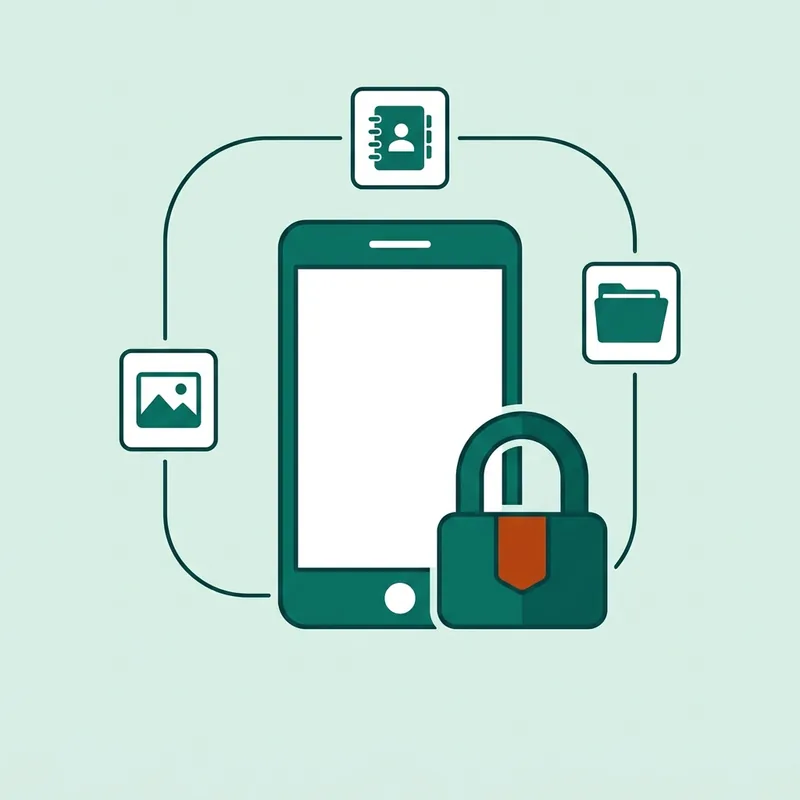 Illustration of a phone protected by a lock, showing that data stays on the device