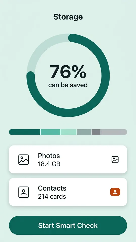 Storage overview in Secure Clean with an estimate of space that can be saved