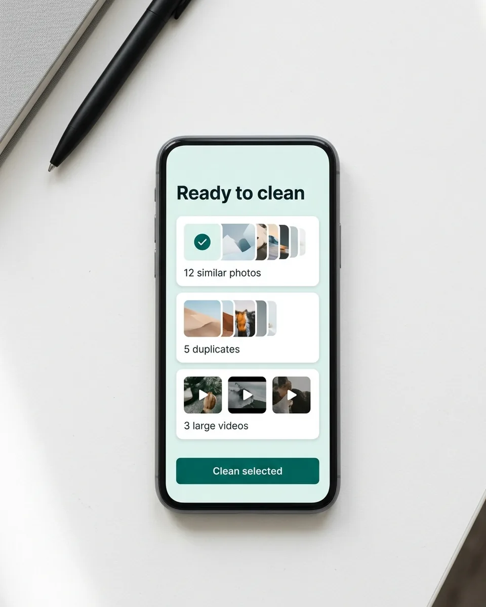 Secure Clean Smart Check results listing photos and files that can be cleared